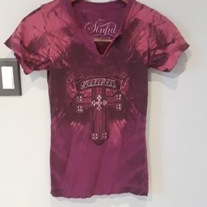 Sinful burgundy t shirt